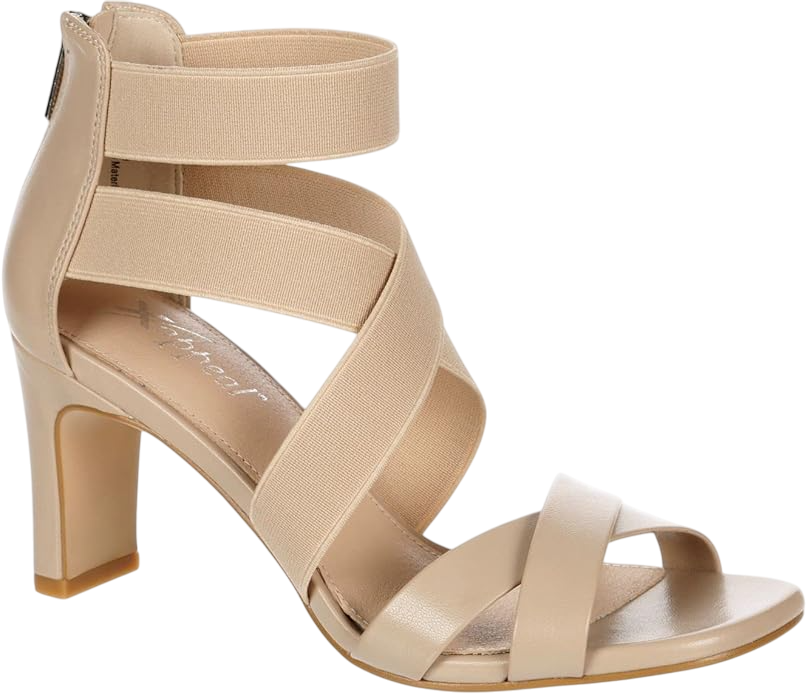 Xappeal Zip-Up Elastic Ankle Strap Heel Open Toe Dress Sandal