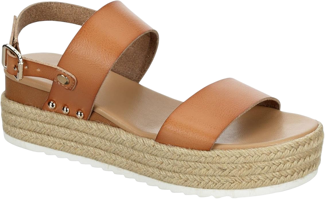 Open Toe Ankle Buckle Strap Casual Platform Espadrille Sandals