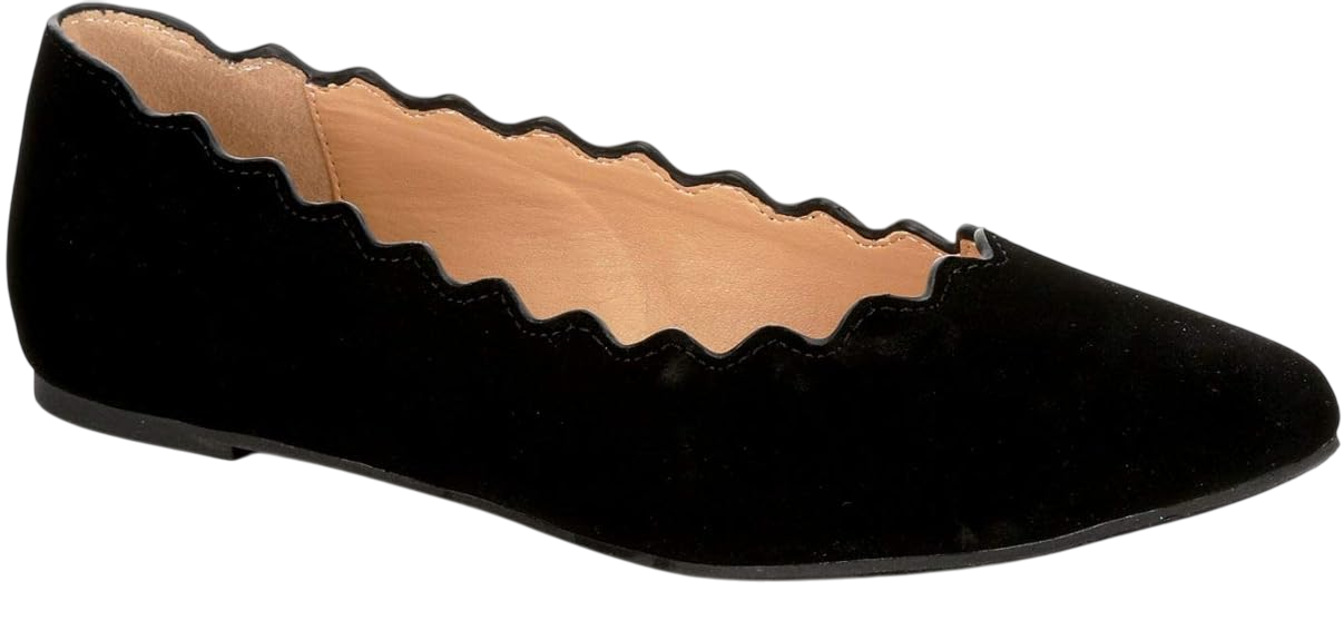 Xappeal Scalloped Pointed Toe Slip-On Ballet Flat
