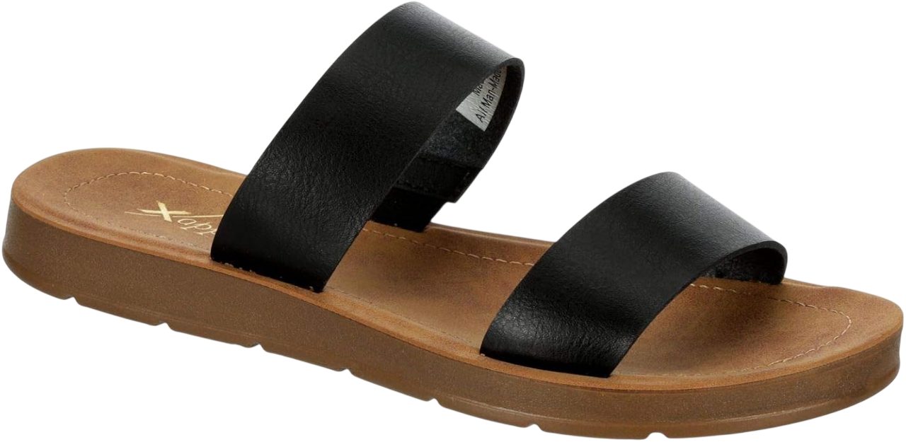 Kyley - Casual Slip On Two Band Flat Sandals by Xappeal