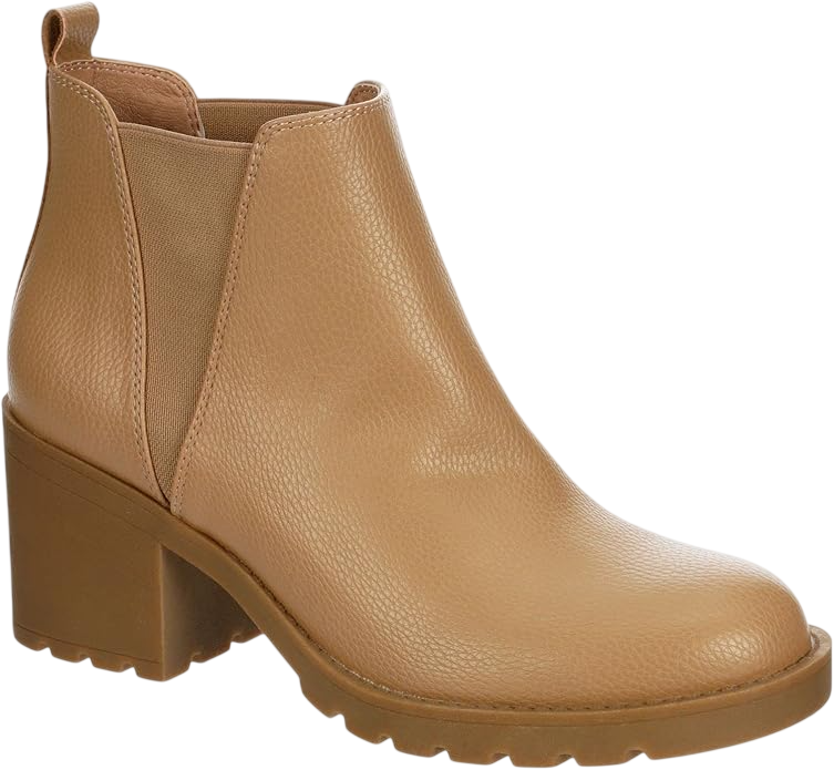 Block Heel Slip-On Chelsea Boot with Lug Sole by Xappeal