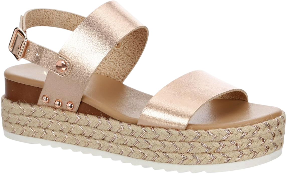 Open Toe Ankle Buckle Strap Casual Platform Espadrille Sandals